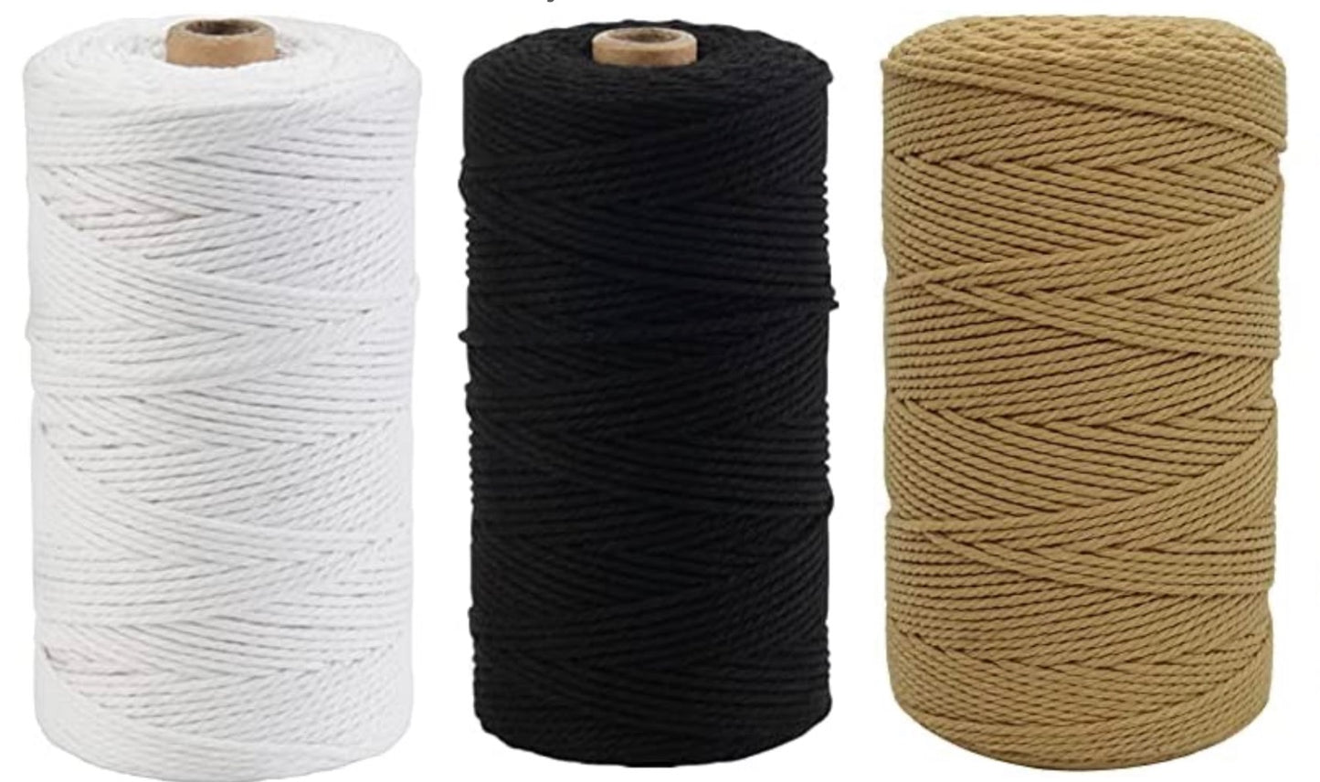 Three Strand 2mm Cotton Cord 100 ft