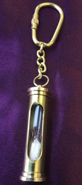 BRASS HOUR GLASS KEYCHAIN.