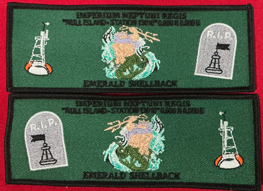 Emerald Shellback Liberty Cuff Set Crossing of the Equator at the Greenwich Meridian.