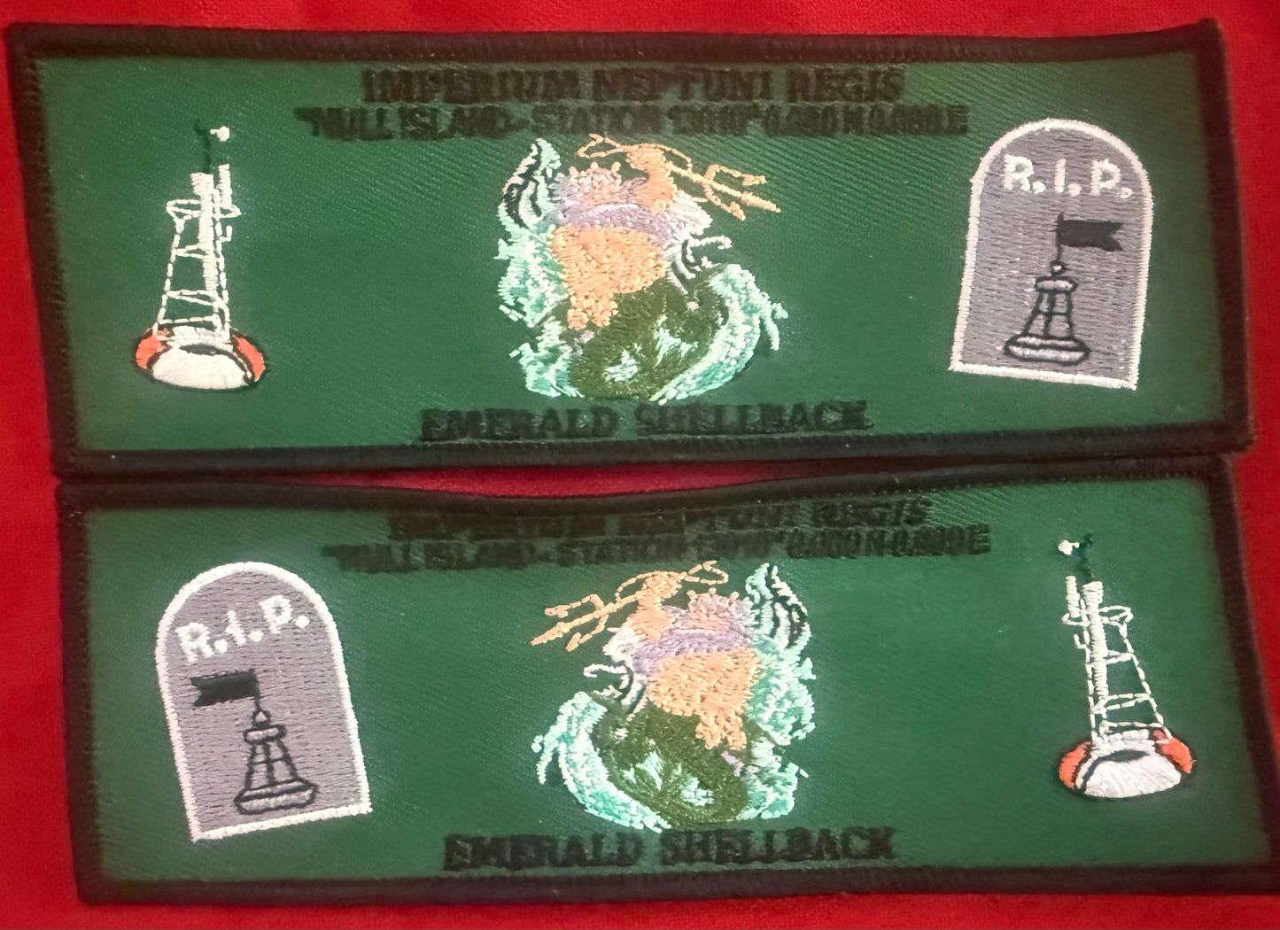 Emerald Shellback Liberty Cuff Set Crossing of the Equator at the Greenwich Meridian.