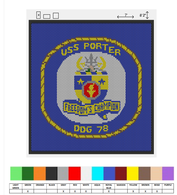 USS Porter custom logo mat 98"x84"