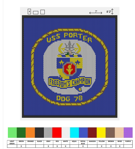 USS Porter custom logo mat 98"x84"