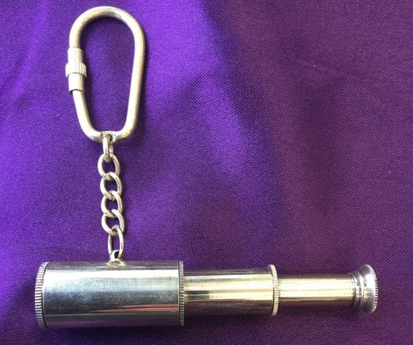 BRASS RETRACTABLE SPYGLASS KEYCHAIN