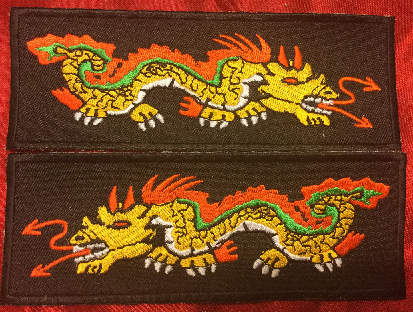 ORANGE GREEN AND RED BACK DRAGON LIBERTY CUFF SET