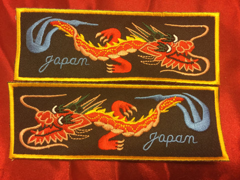 JAPAN DRAGON RED BODY YELLOW BACK BLUE LETTERS LIBERTY CUFF SET